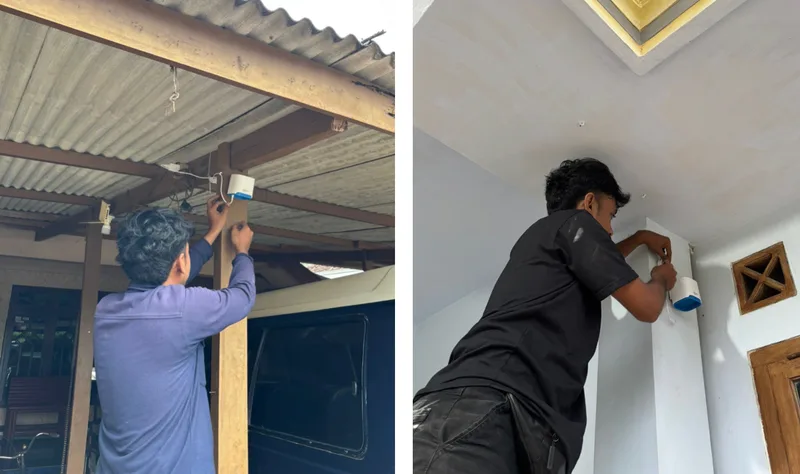 AirGradient monitors being installed in local homes in Sumberejo Village to track neighborhood air quality. Photo: from Nafas and Universitas Brawijaya